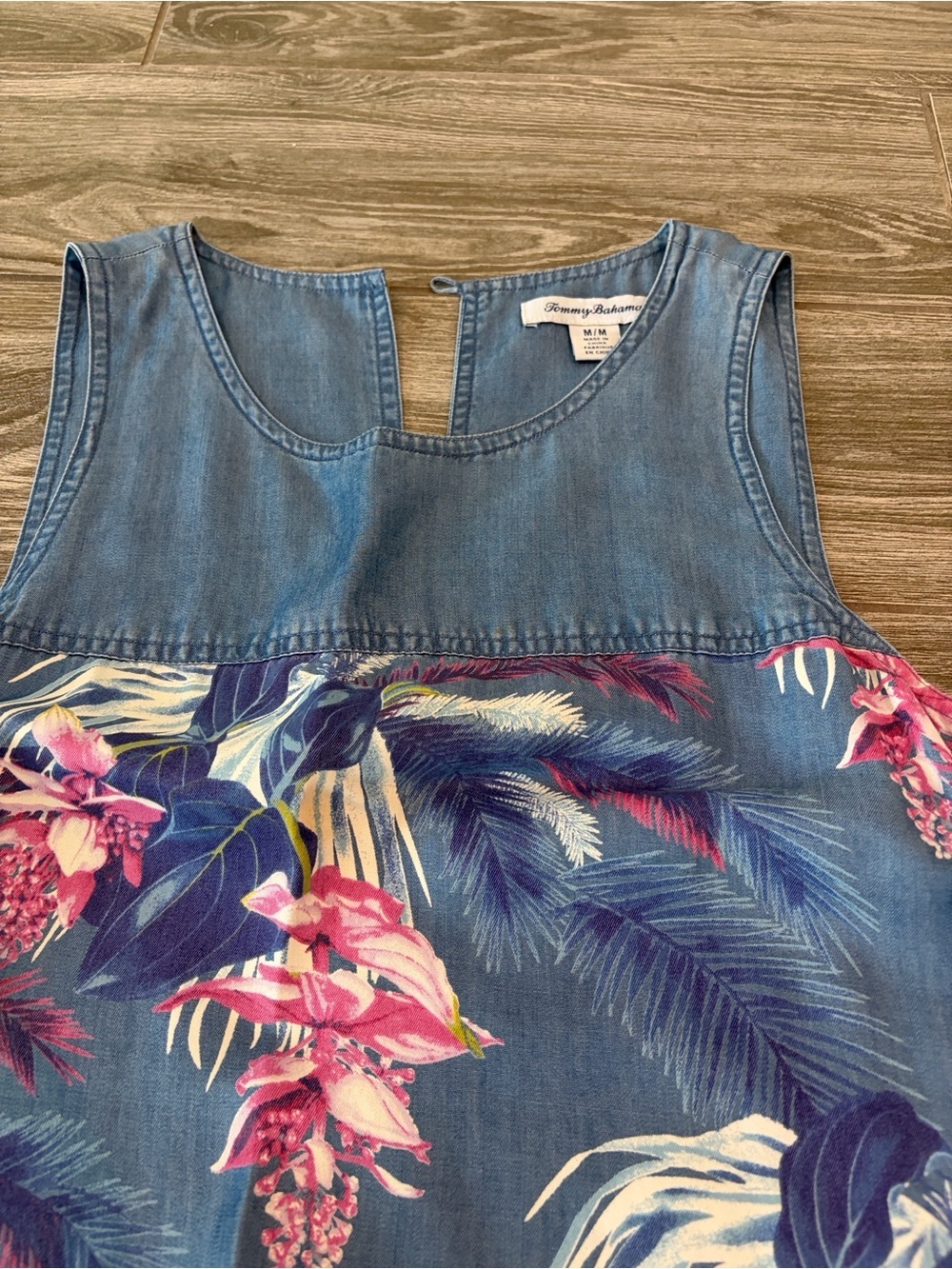 Tommy Bahama Blue Floral Chambray Mini Dress - Picture 8 of 9